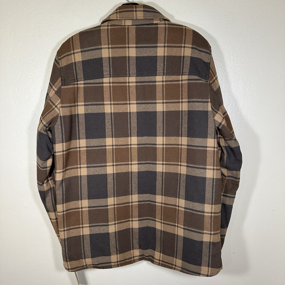 Levi's Quilted Lined Snap Flannel Shacket Adult Small Brown Beige Plaid Jacket - Picture 2 of 15
